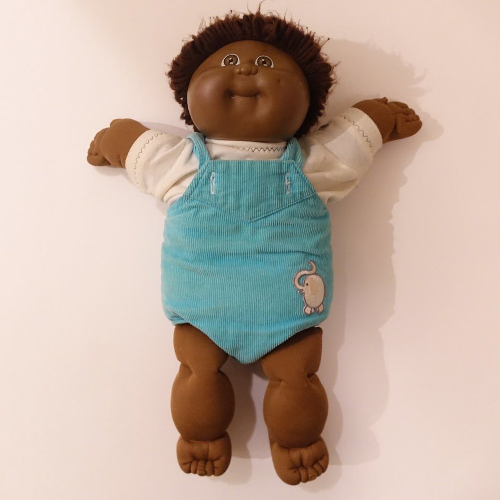 1984 Coleco Cabbage Patch Kid Doll African American Black Boy Overalls